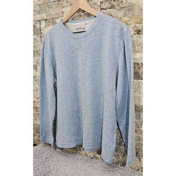 Orvis Mens Pullover Crewneck Shirt Long Sleeve Outdoor Casual Normcore Blue Sz M - Picture 7 of 13